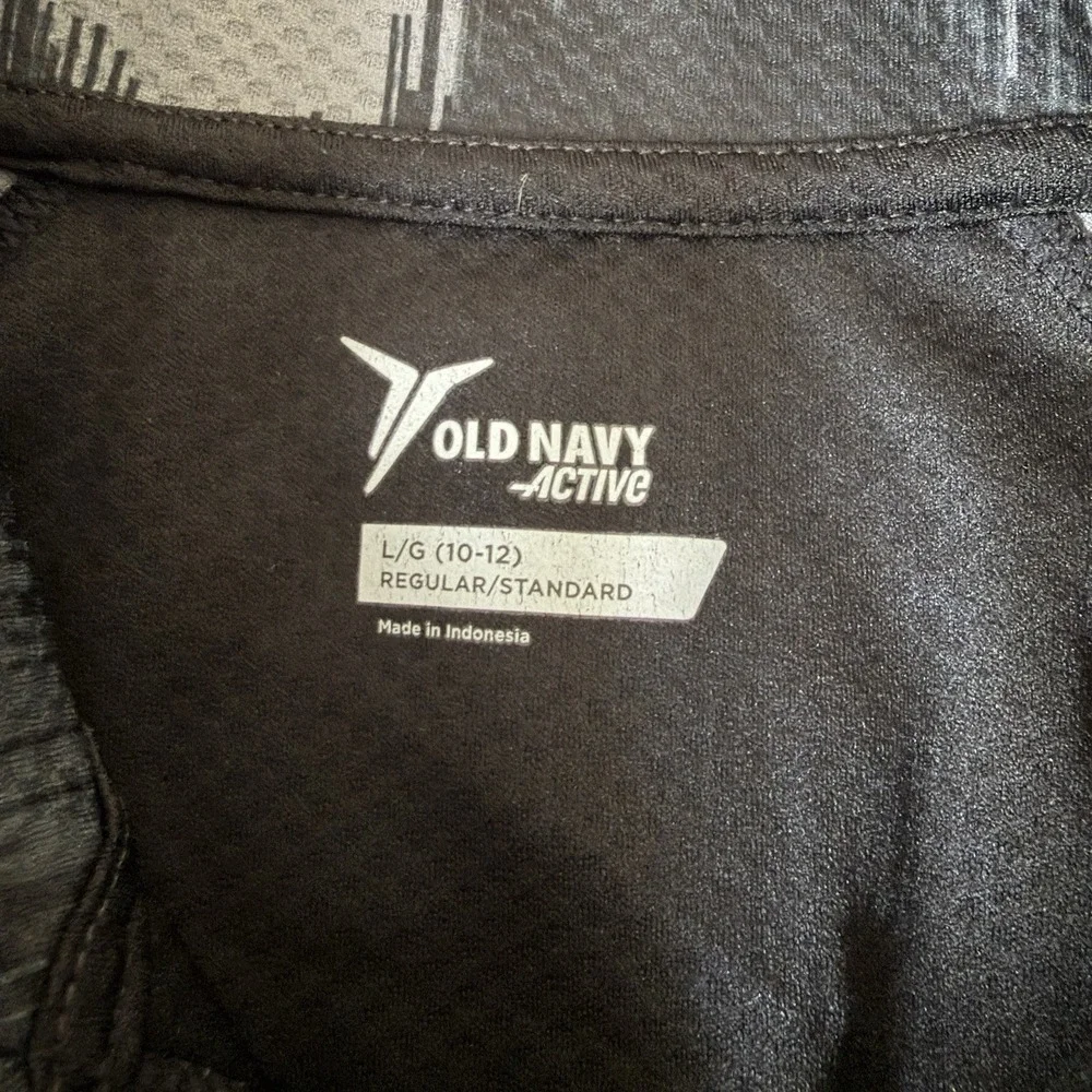Old Navy Active 1/4 Full Zip Long Sleeve Athletic Youth Large 10-12 Black Green